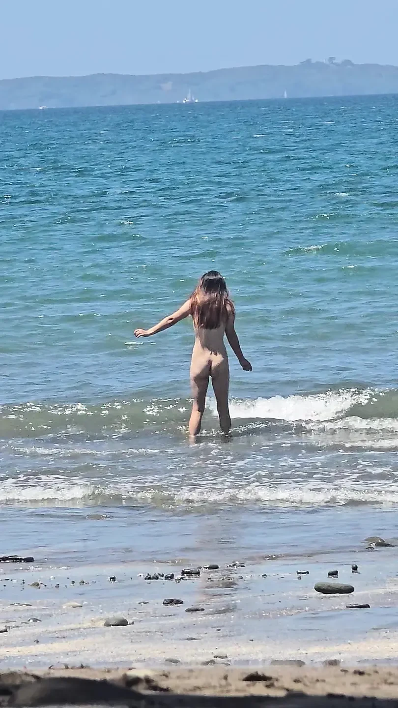 Korean teen at the beach showing hot body perfect tits