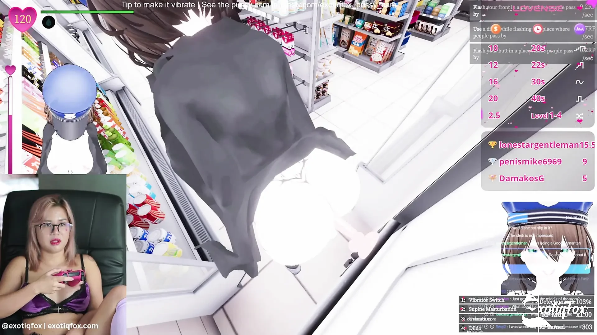 Cute Pervert Streamer Playing Secret Flasher Manaka Hentai Game Masturbation