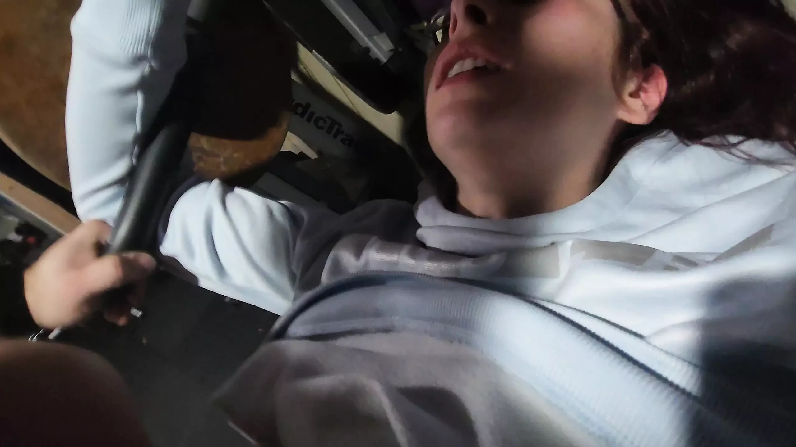 hard deep fuck on gym bench creampie