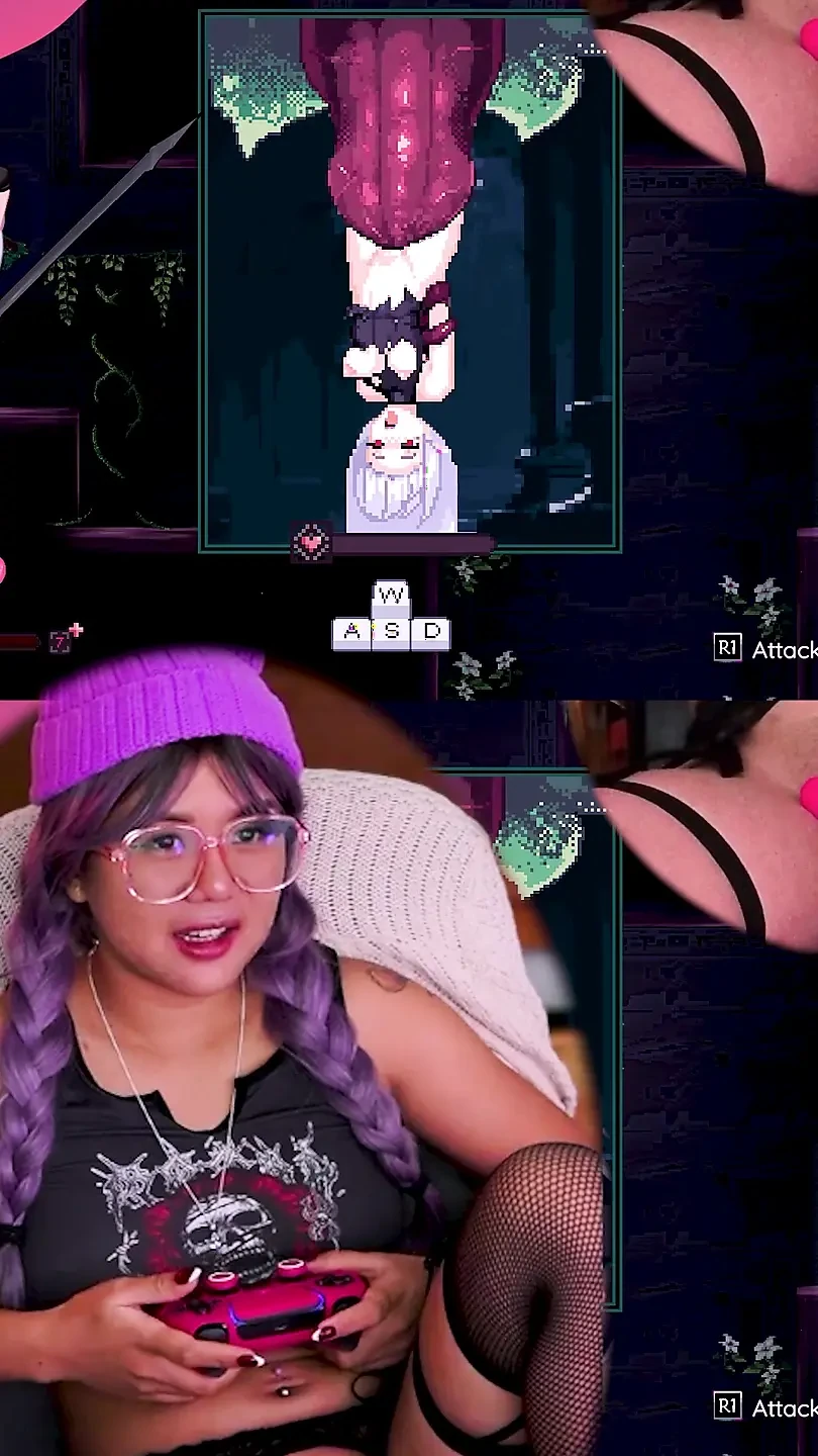 CUTE PURPLE HAIRED GIRL TRIES TO BEAT HENTAI BOSS FIGHT