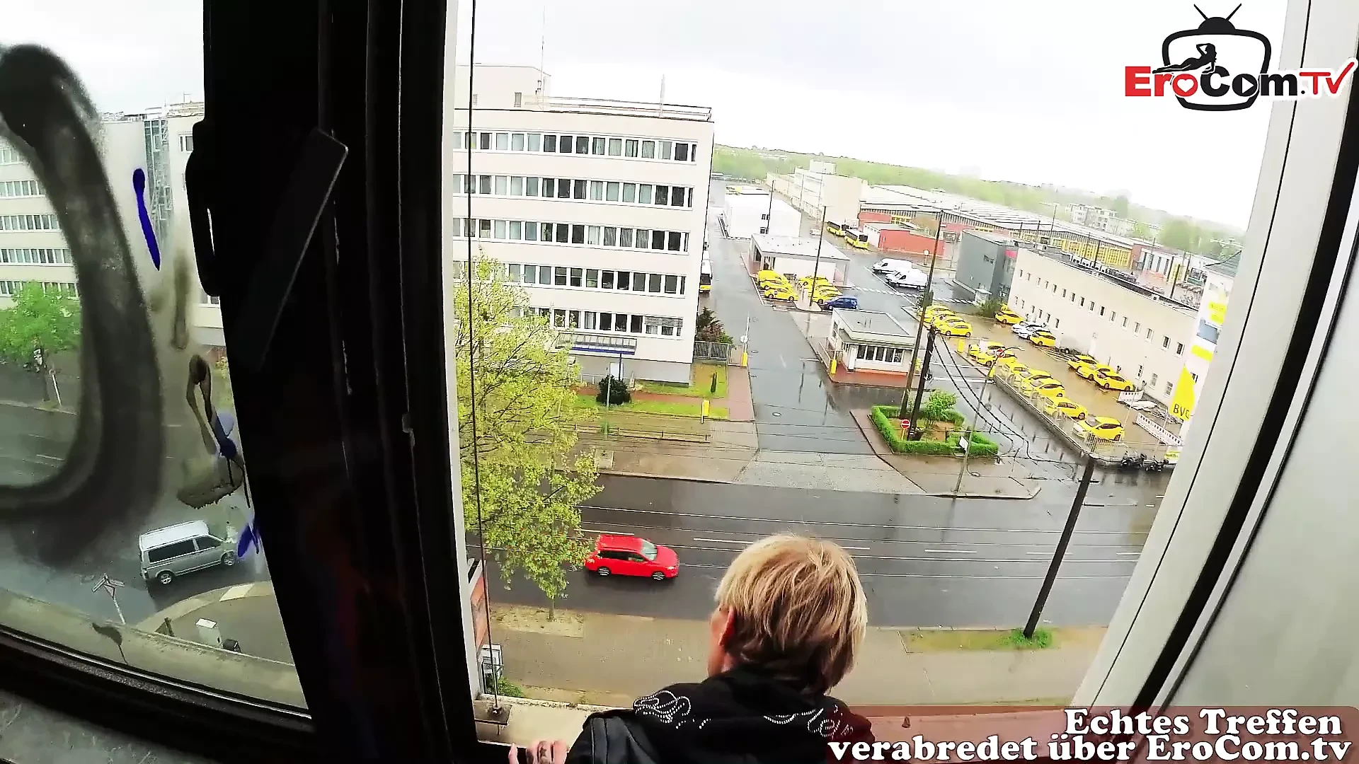 German leather MILF with short hair has sex date in the ghetto