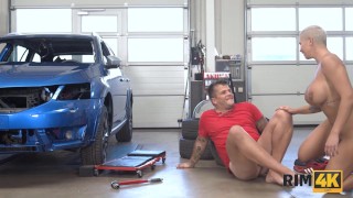 RIM4K. Short-haired pornstar Chloe Lamour licks car mechanic’s anus and fucks